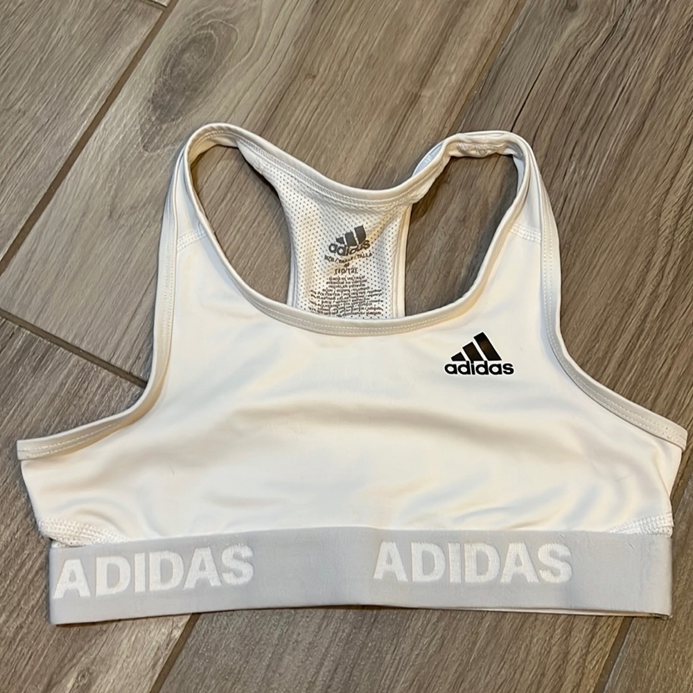 Girls Adidas sports bra white size medium.
